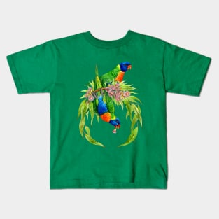 Rainbow Lorikeets Native Wreath Kids T-Shirt